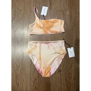 Summer Away ombre palm print BIKINI TOP & bikini bottom set Size S NWT
